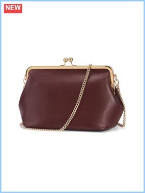 Kiss Lock Crossbody Bag PU Leather Detachable Strap Women's Handbag
